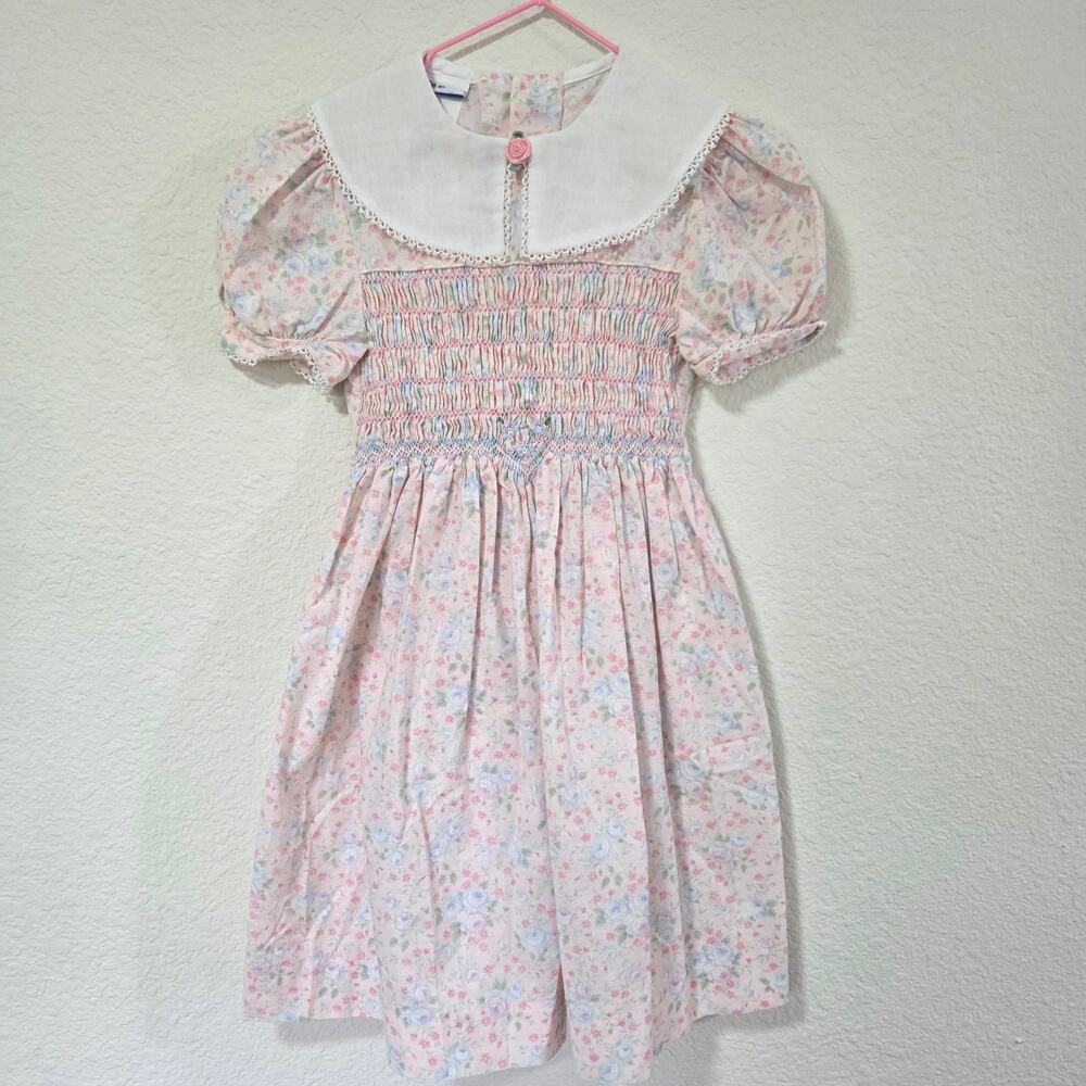 Vintage Polly Flinders Floral Smocked Dress kids 7